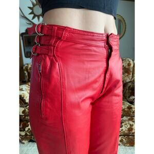 Vintage J. Park Collection Red Genuine Leather Pants